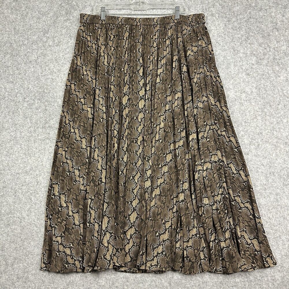 Michael Kors Maxi Broom Skirt XXL Brown Snake Pleated Pull On Western Cowgirl*